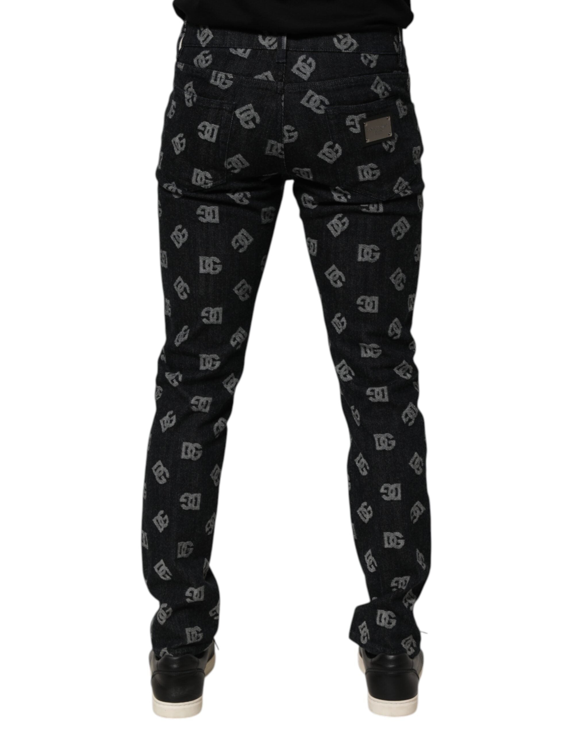 Black DG Monogram Cotton Skinny Denim Jeans