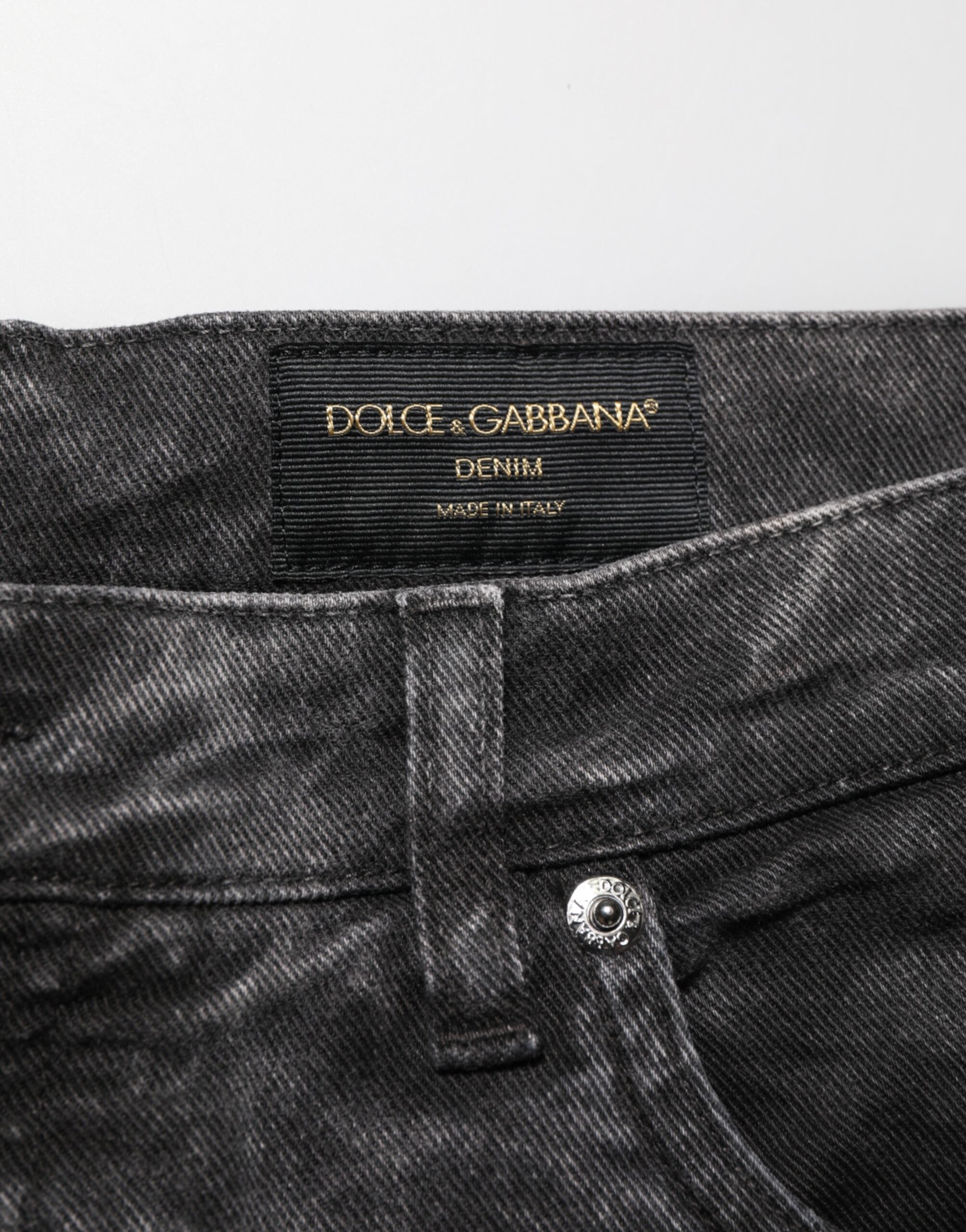 Black Cotton Mid Waist Denim Men Bermuda Short