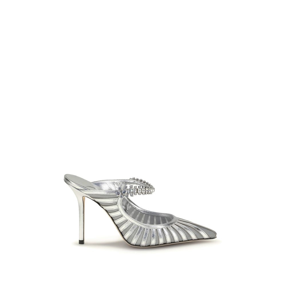 Silver Leather High Heel Pumps