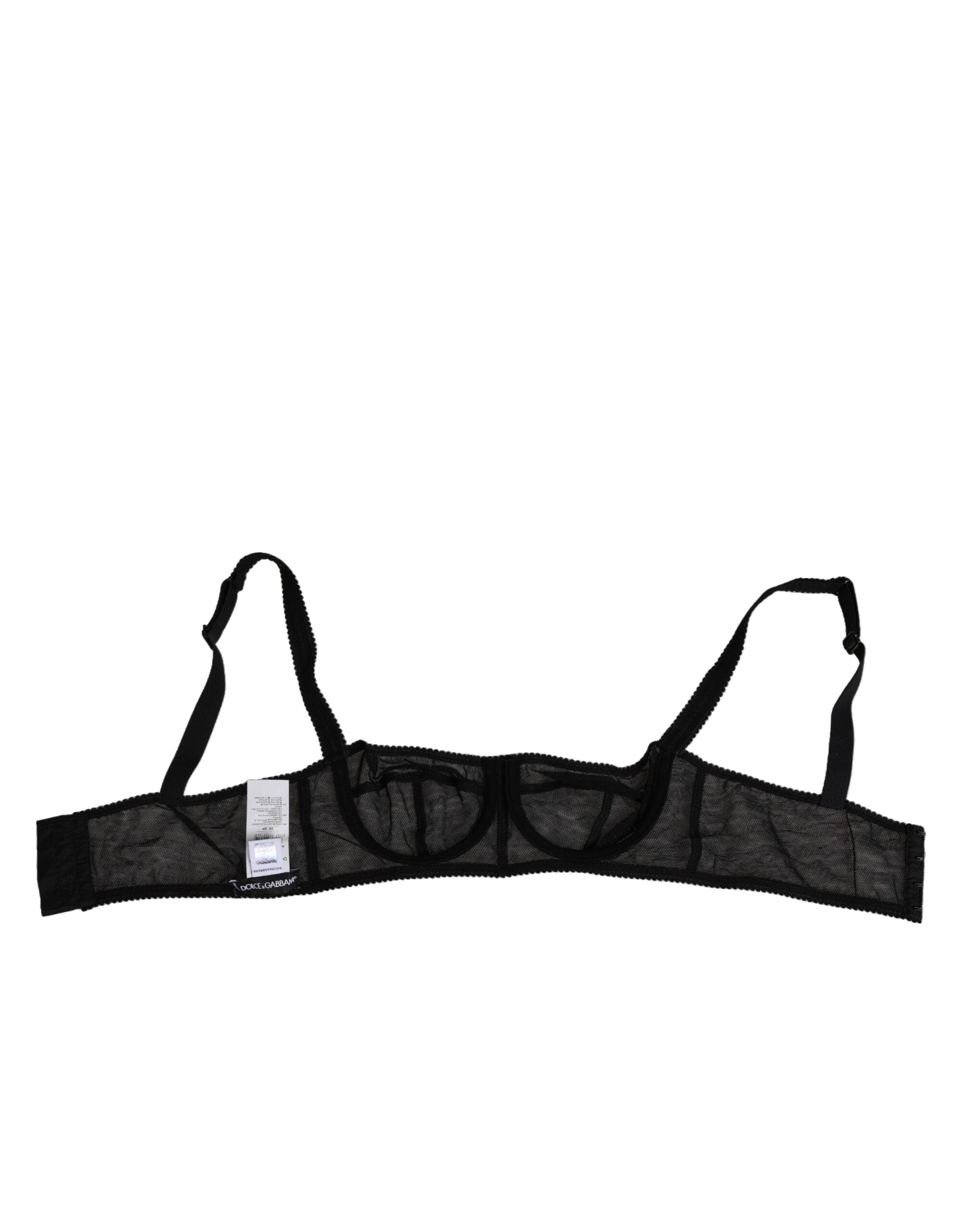 Black Floral Underwired Balconette Bra Underwear