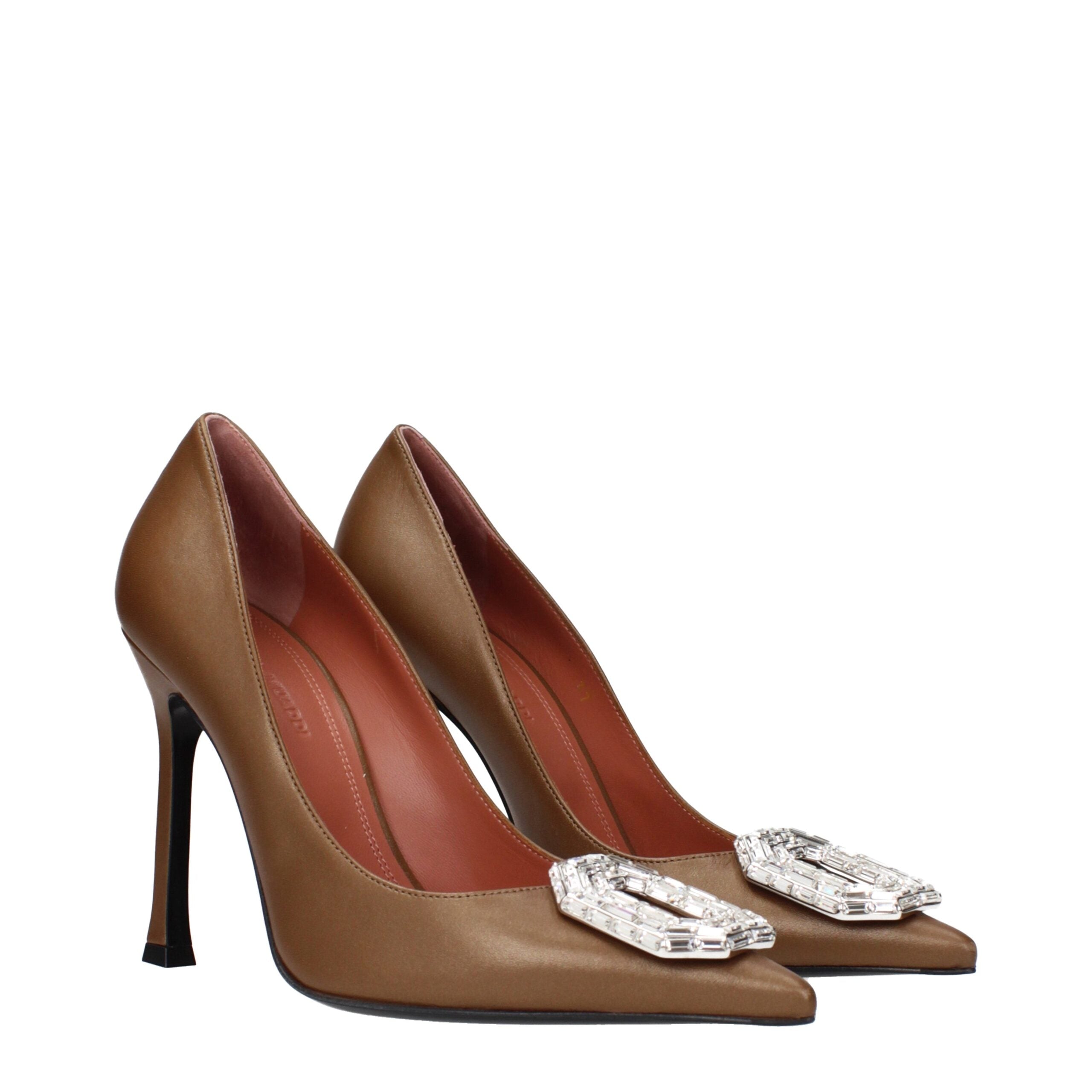 Brown Leather High Heel Pumps