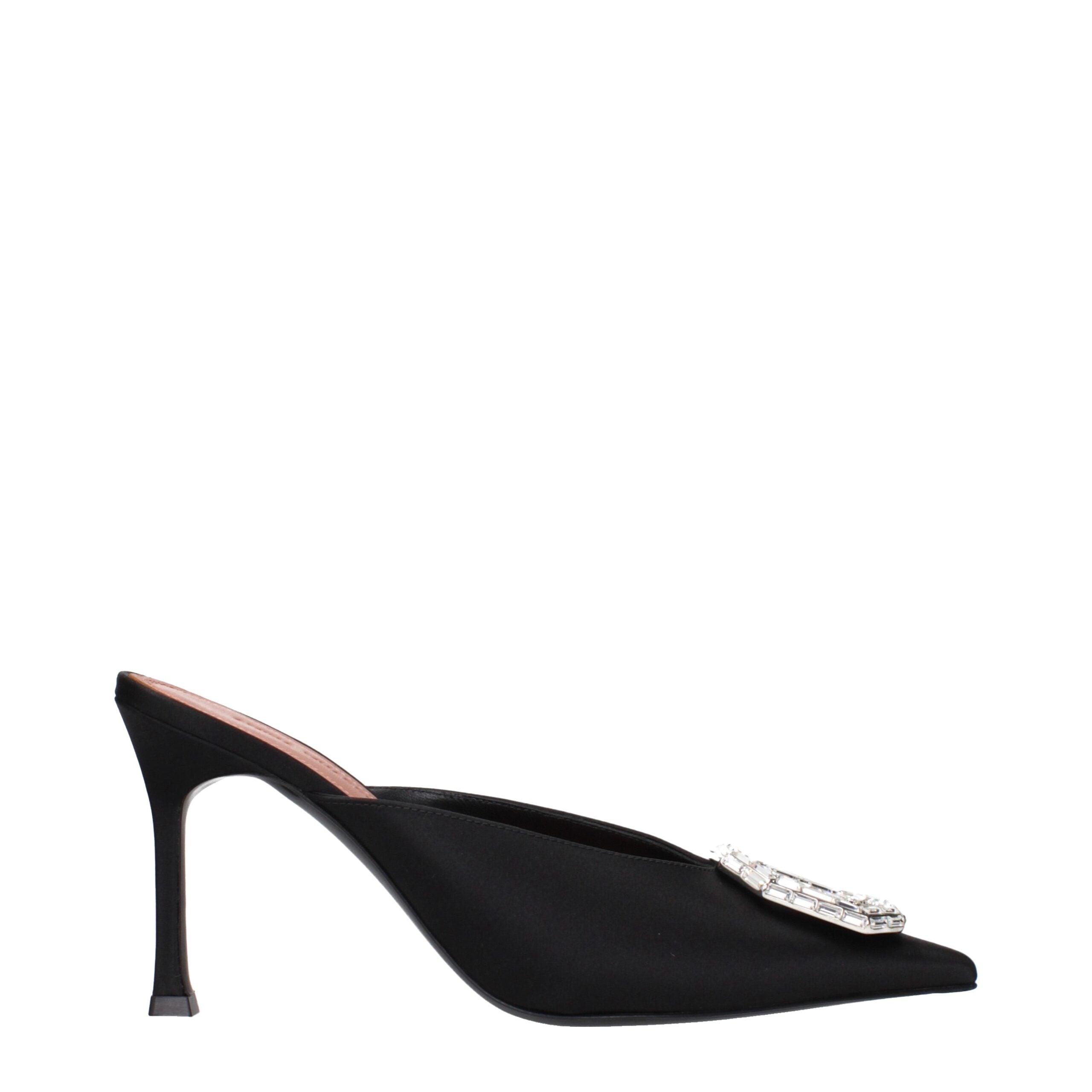 Black Satin High Heel Pumps