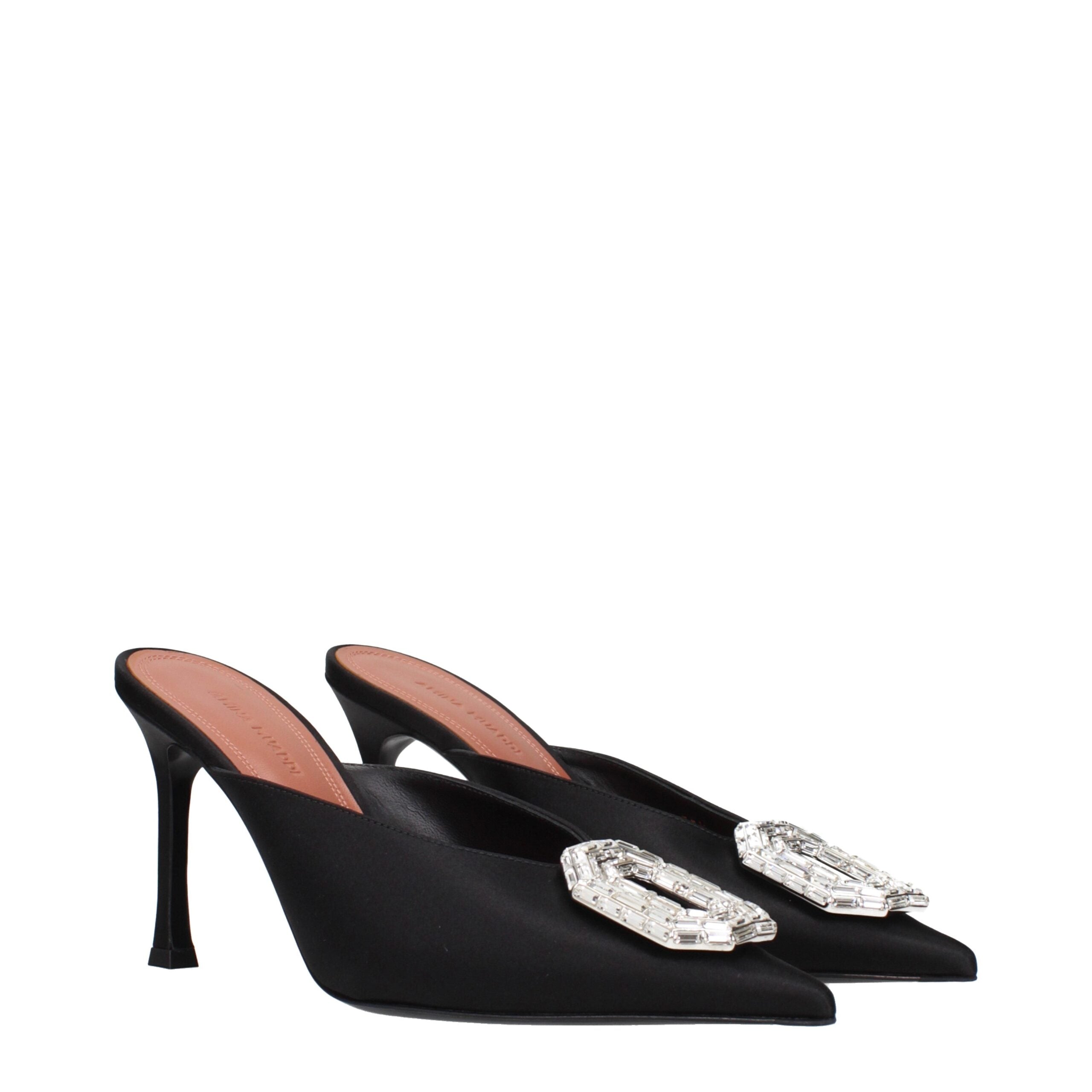 Black Satin High Heel Pumps