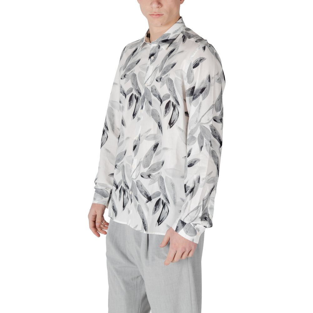 White Viscose Pattern Shirt