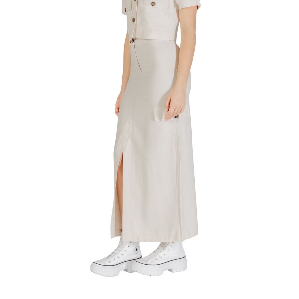 Beige Viscose Long Skirt