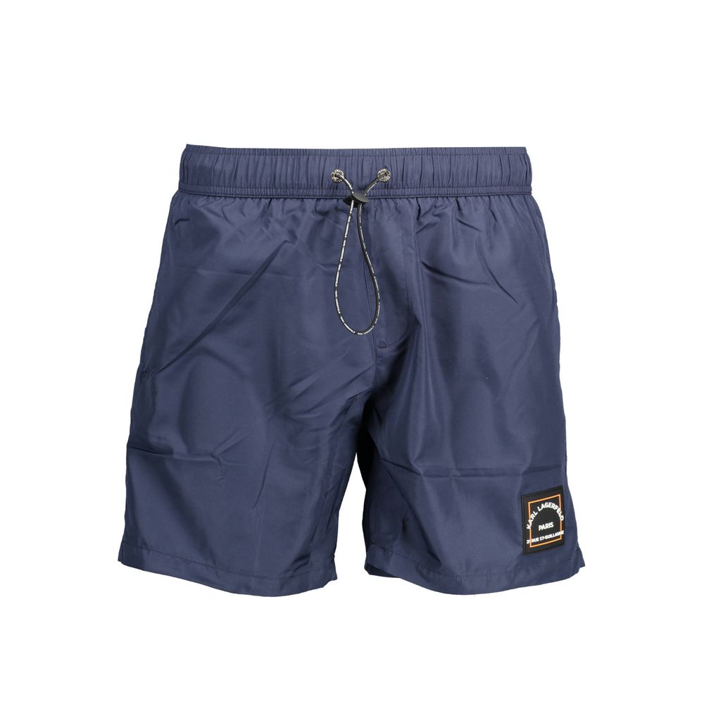 Blu Polyester Men's Swim Boxer
