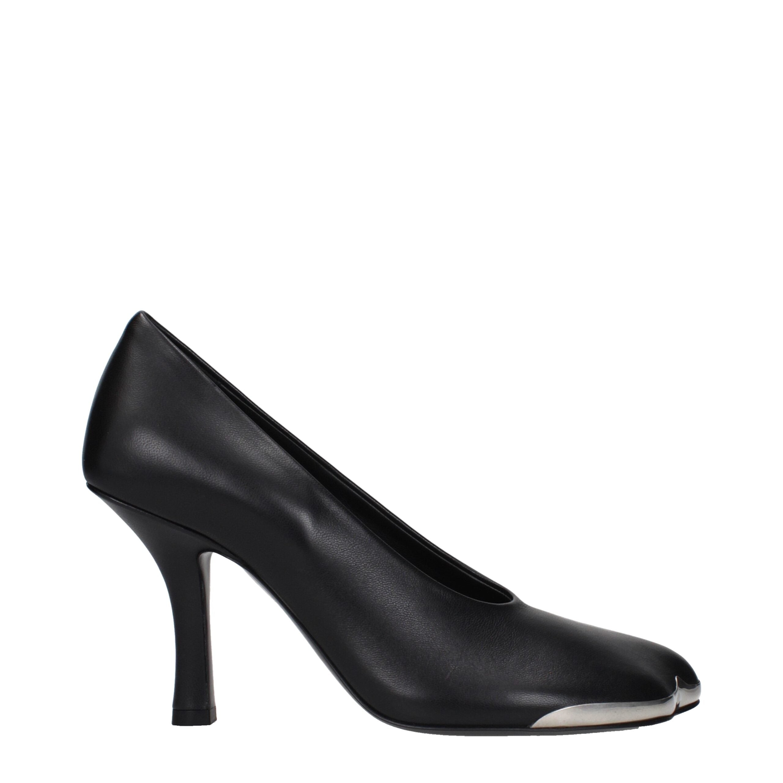 Black Leather High Heel Pumps