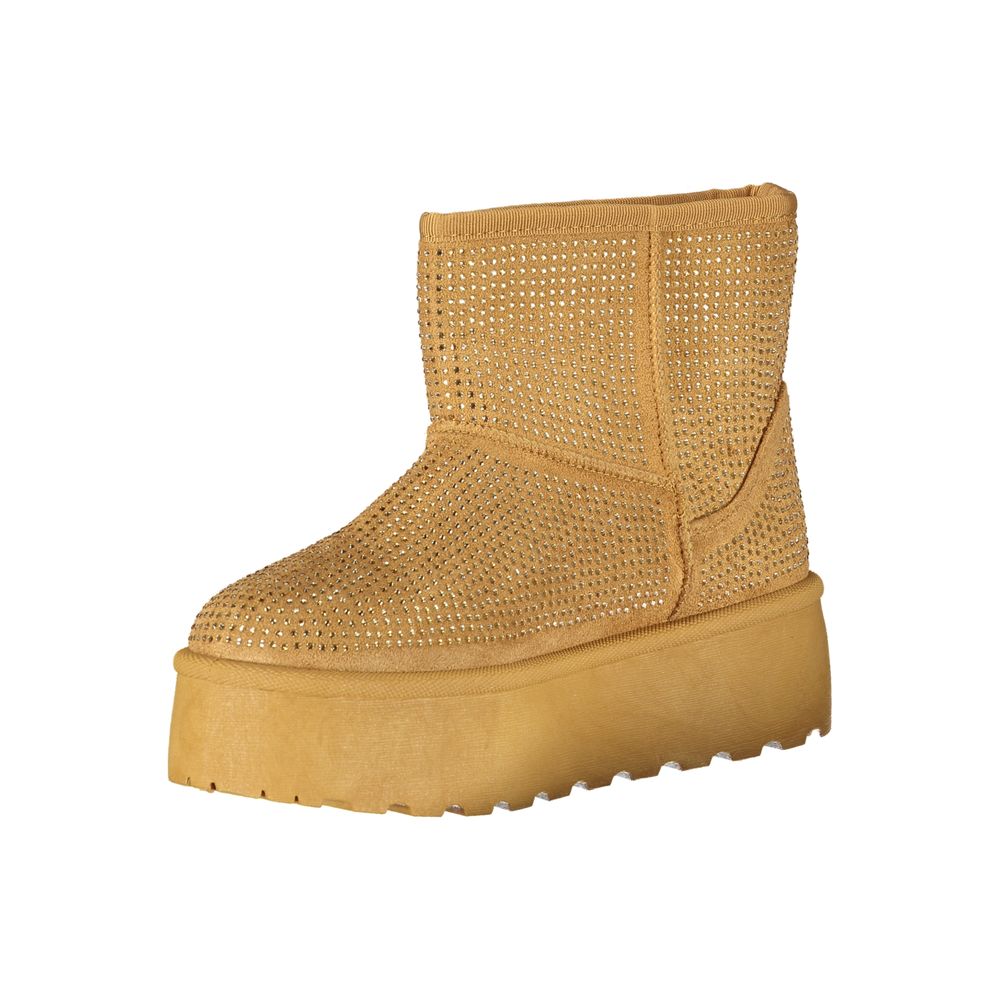 Marrone Polyester Women Boot
