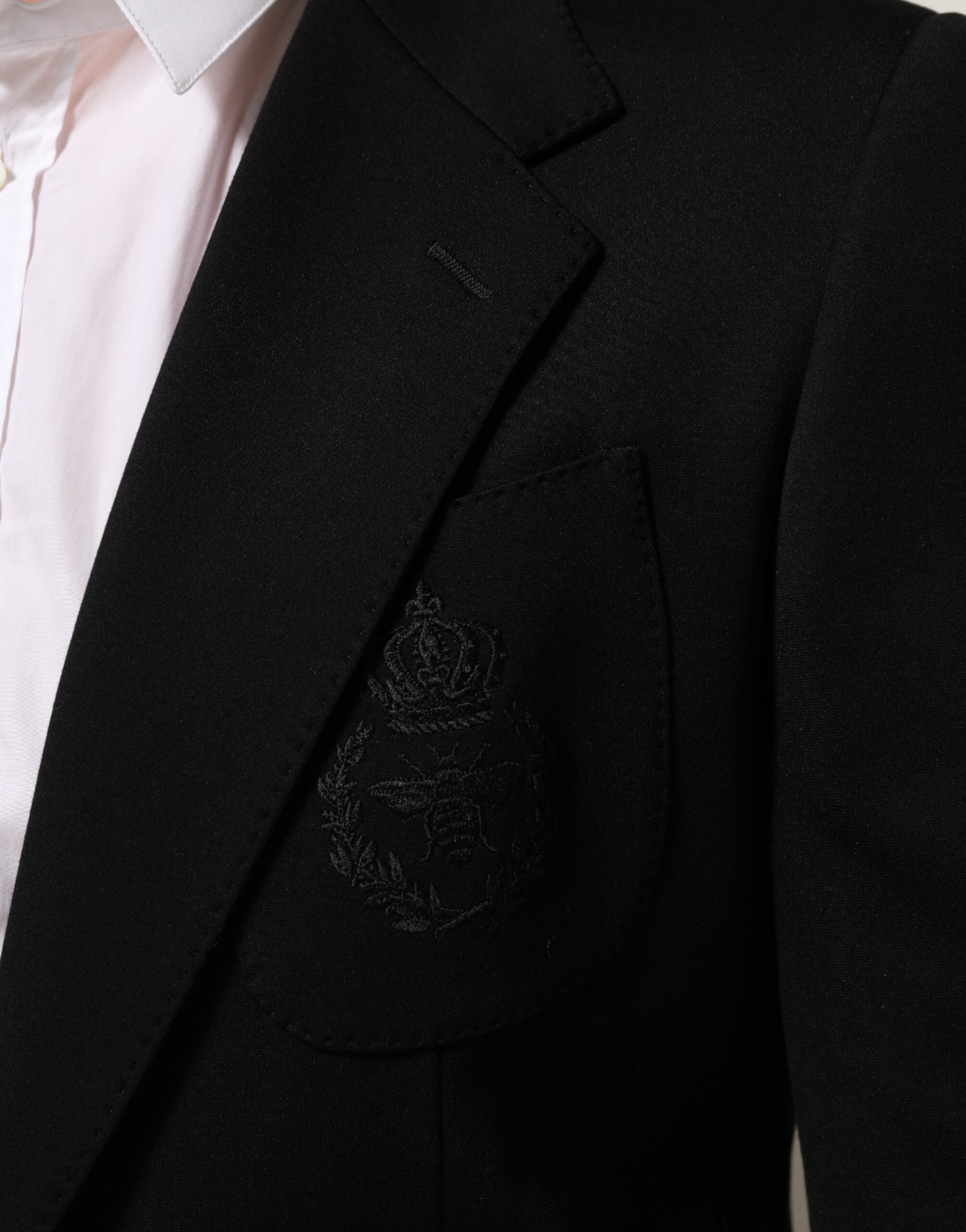 Black Viscose 2 Buttons Suit Jacket Blazer