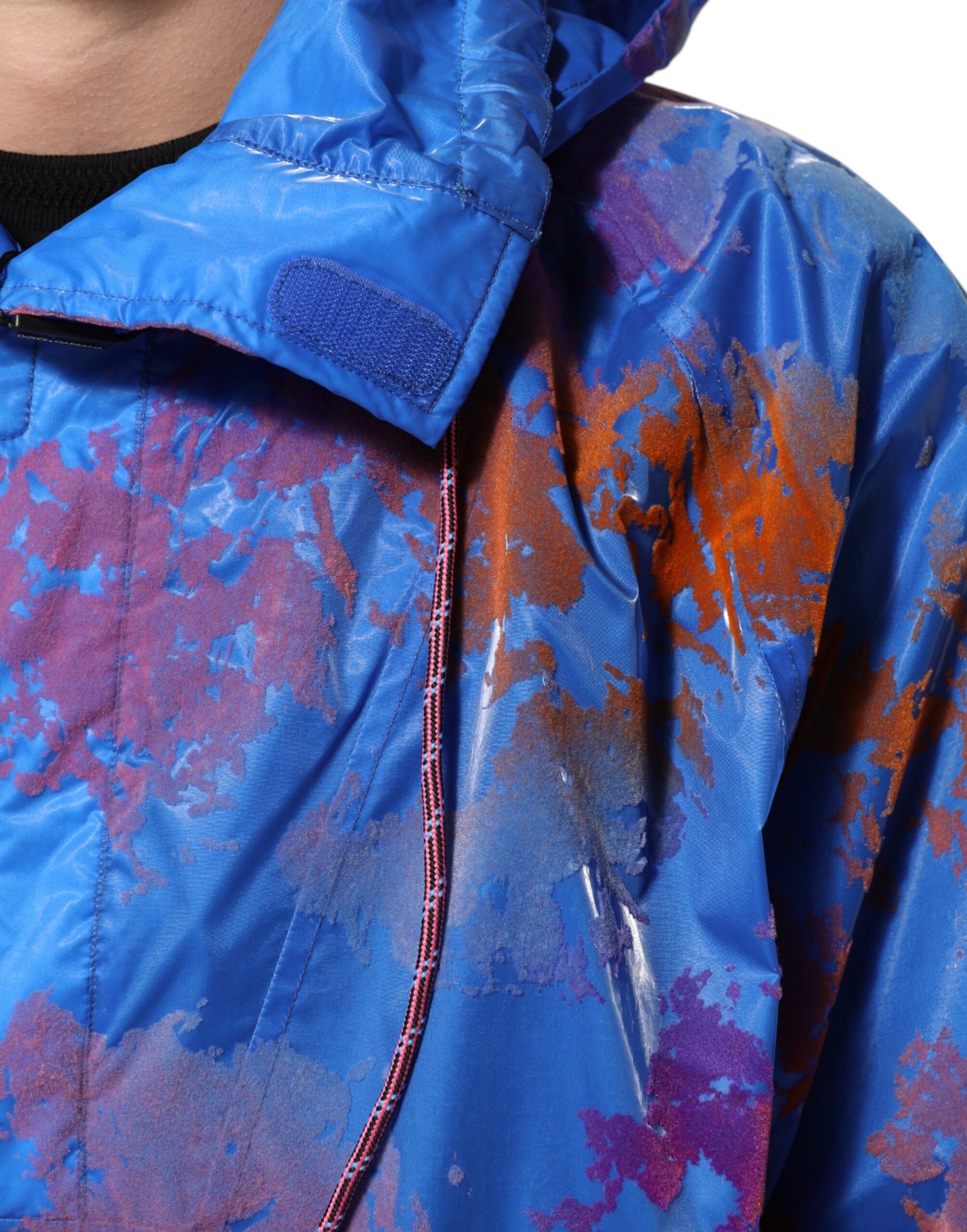 Blue Tie Dye Logo Hooded Sweatshirt Jacket