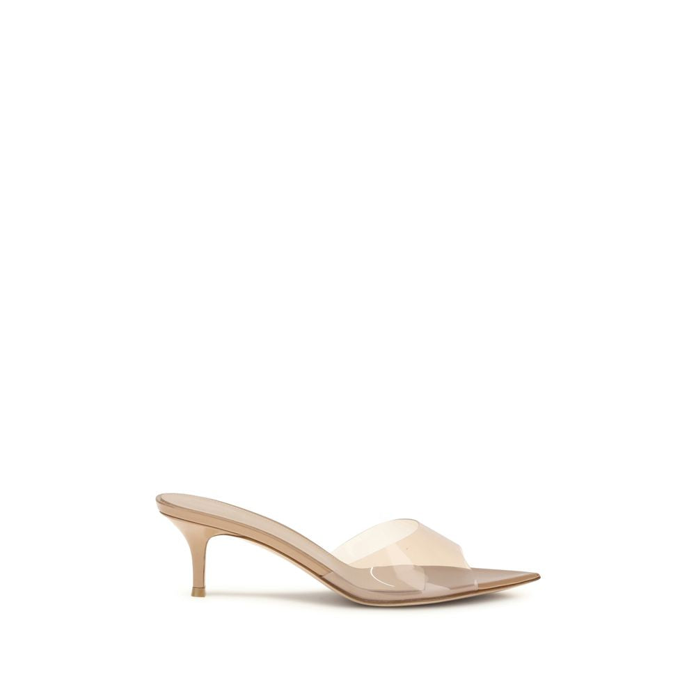 Beige Polyurethane Stiletto Heel Sandals