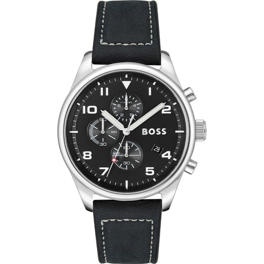 Black Leather Dress Watch