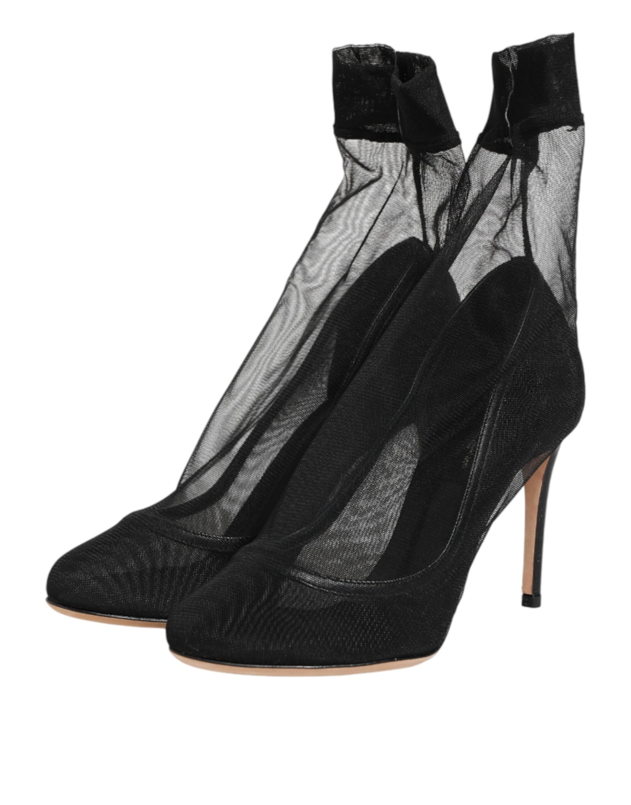 Black Nylon Stretch Mesh Sock Boots Shoes