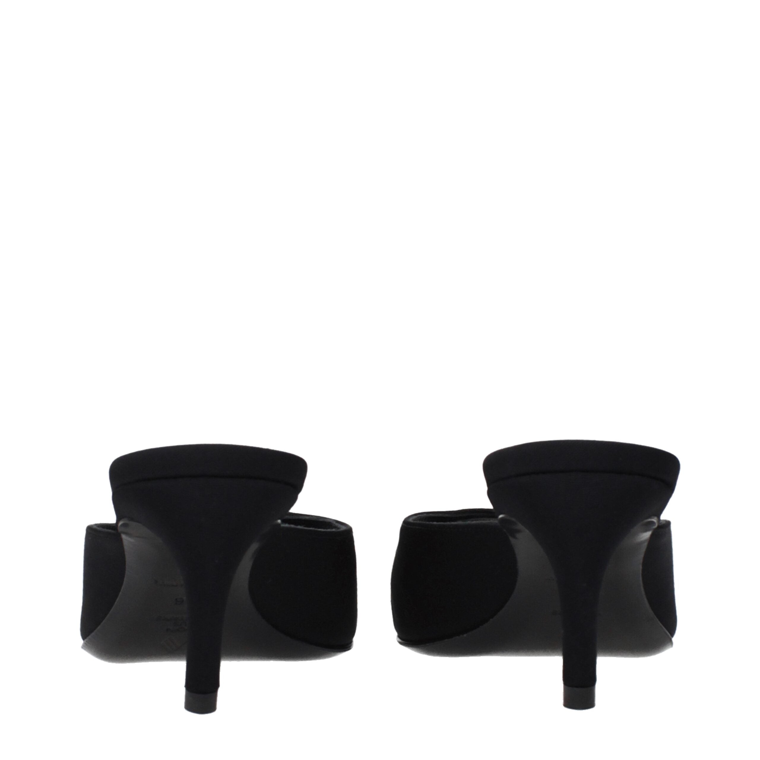 Black Fabric Flat Sandals