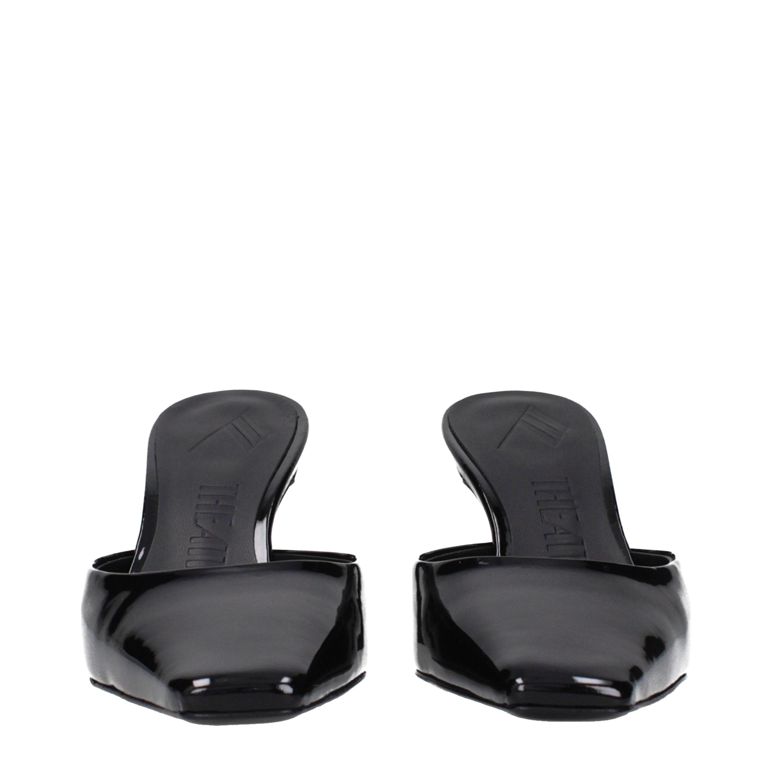 Black Leather Flat Sandals