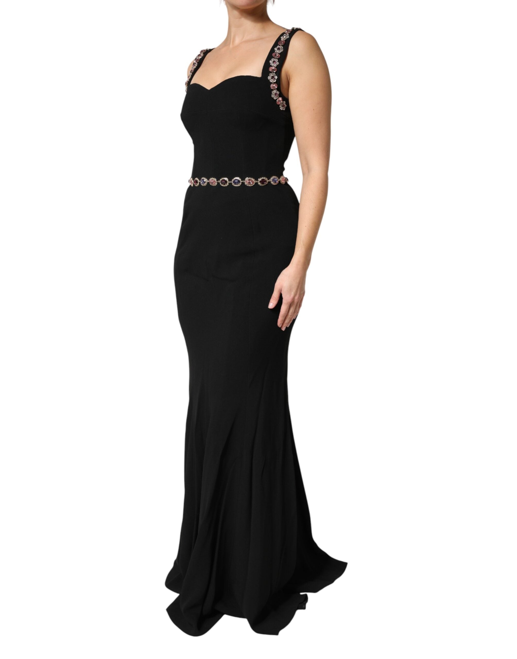 Black Embellished Sheath MermaidGown Dress