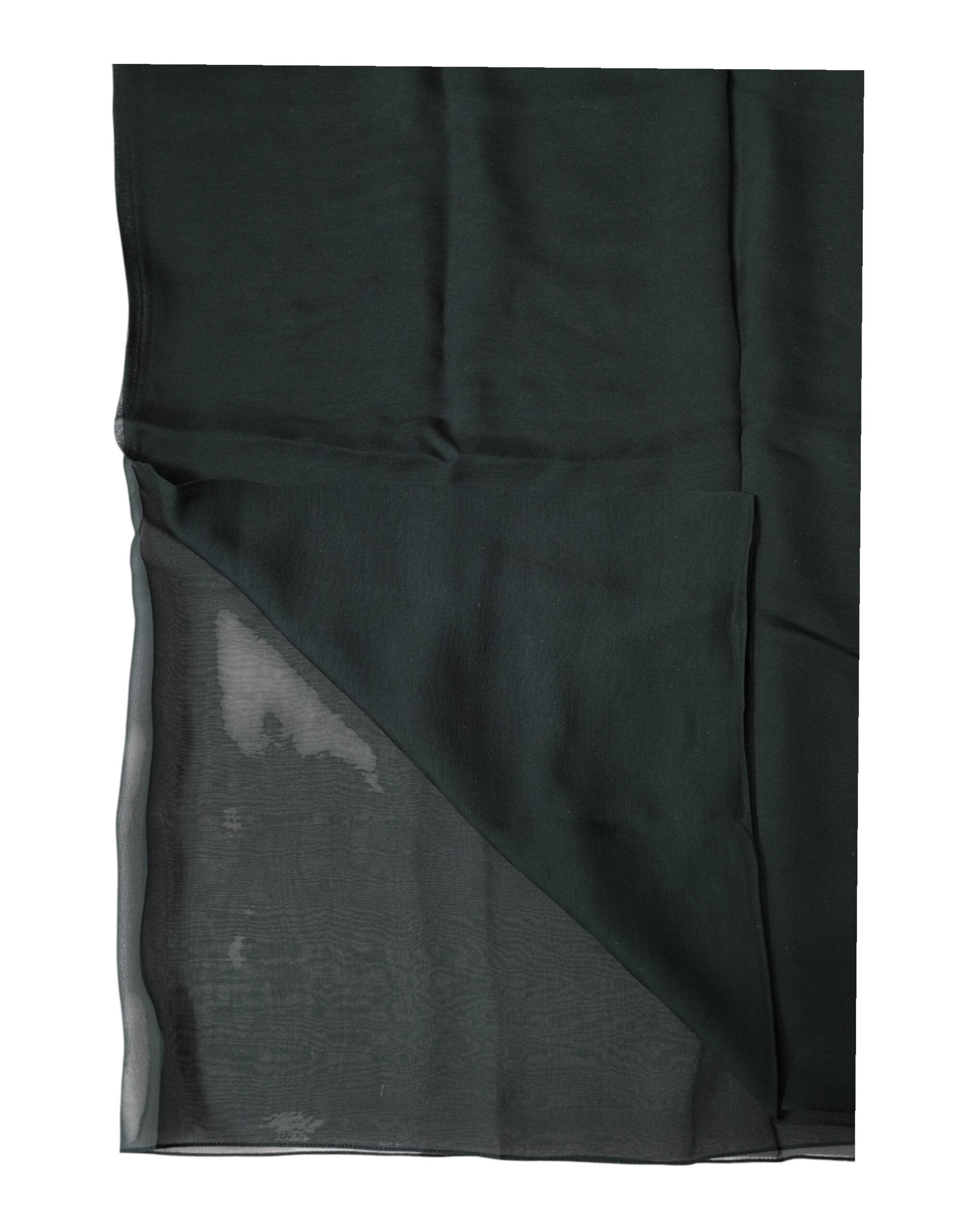 Dark Green Silk Neck Wrap Foulard Scarf