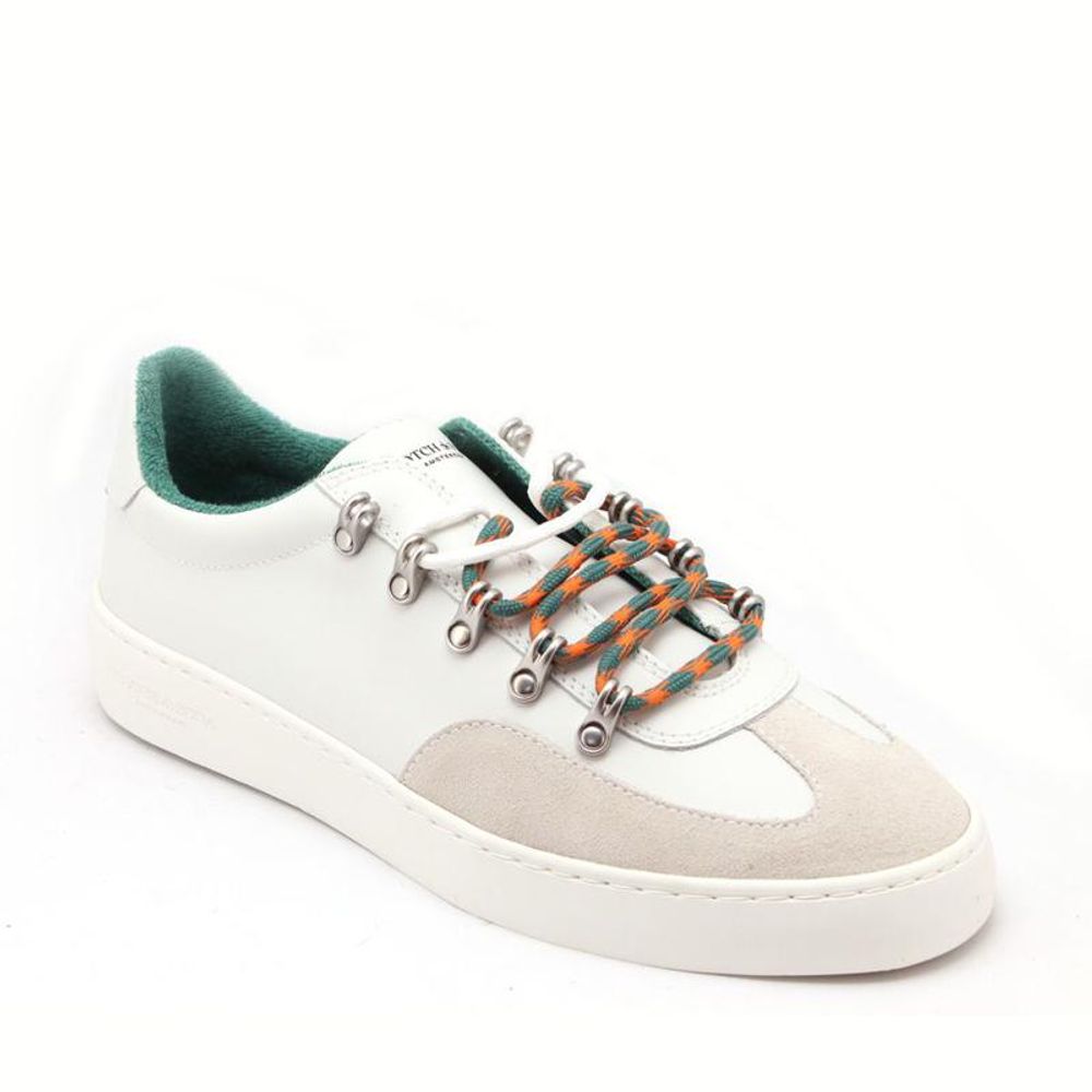 White Leather Low Top Sneakers