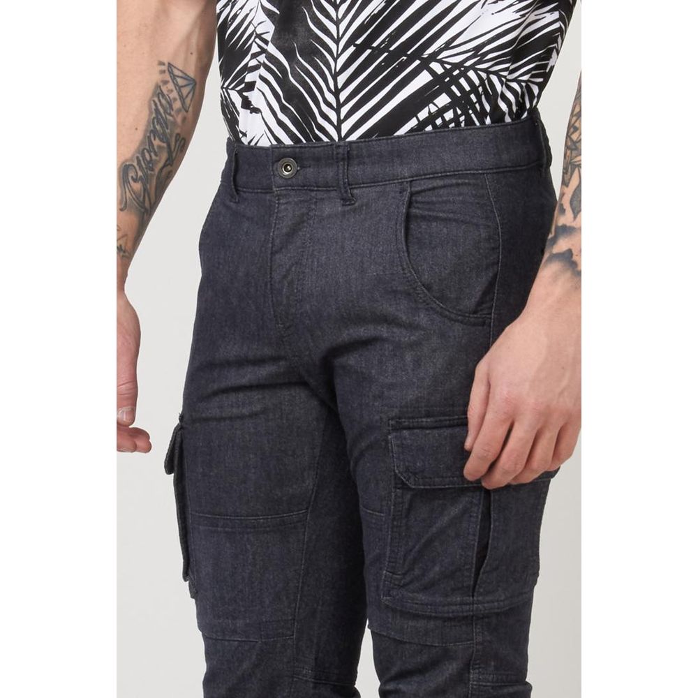 Blue Polyester Cargo Pants