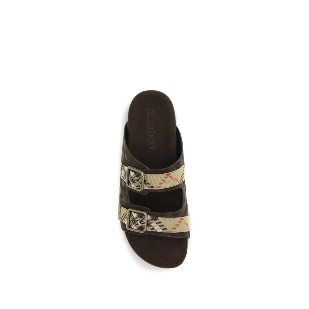 Brown Calf Leather Bos Taurus Flat Sandals