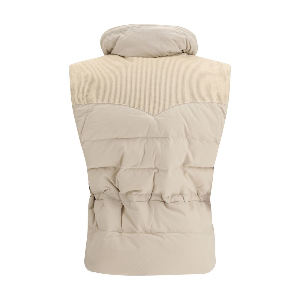 Beige Polyamide Sleveless Jacket