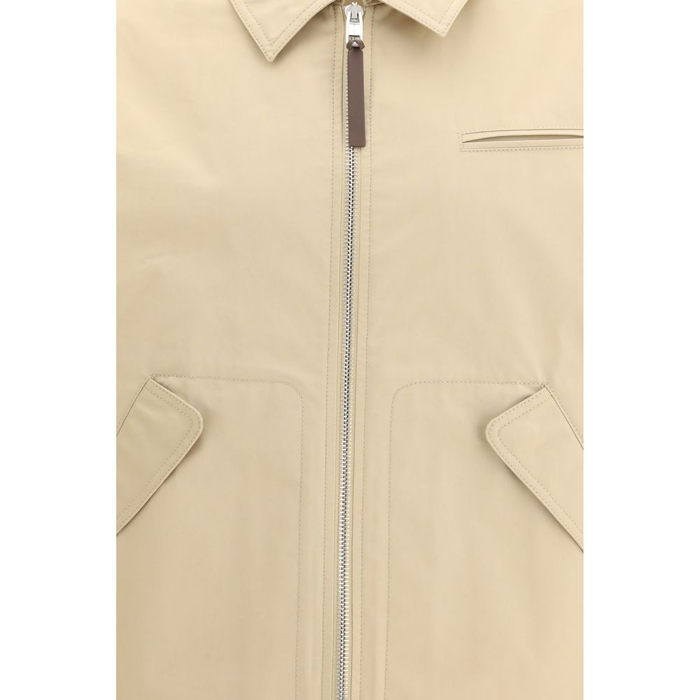 Beige Cotton Full-Length Jacket