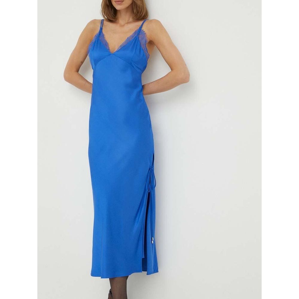 Blue Viscose Casual Dress
