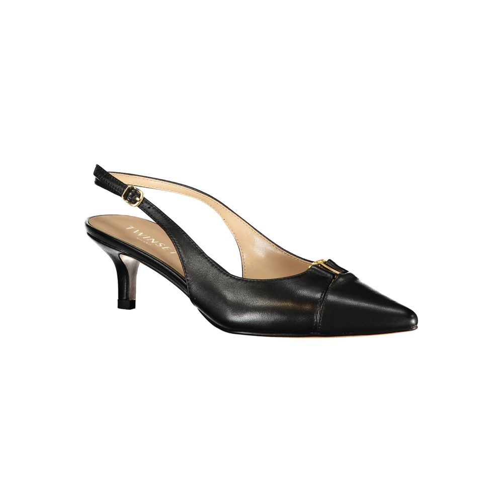 Black Leather Women Sandal