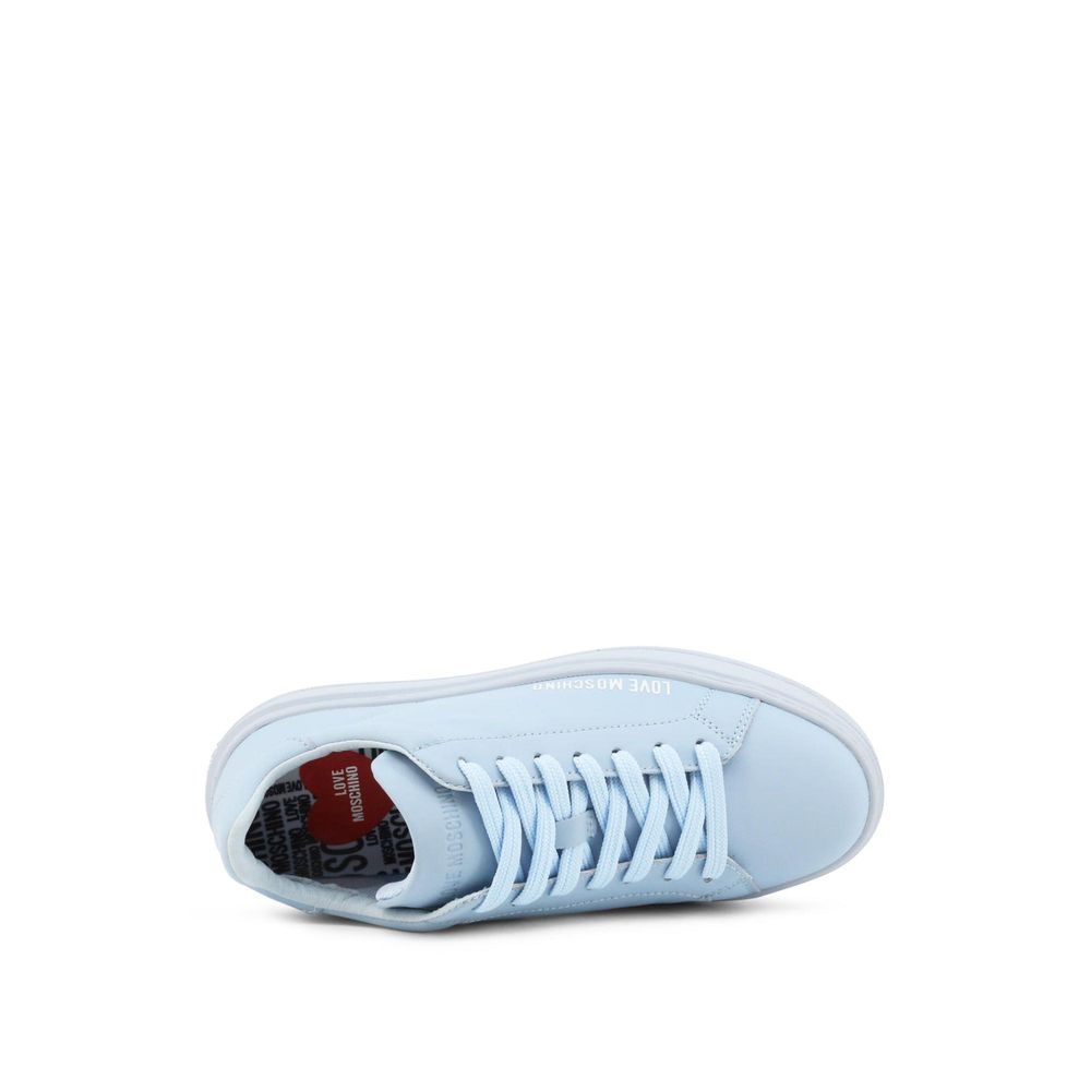 Blue Leather Low Top Sneakers