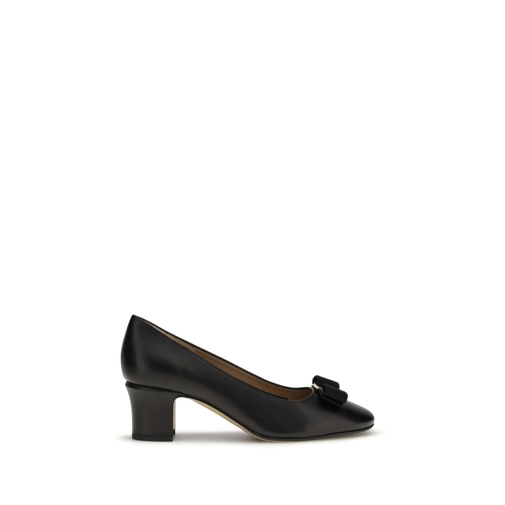 Black Calf Leather Bos Taurus Mid Heel Pumps