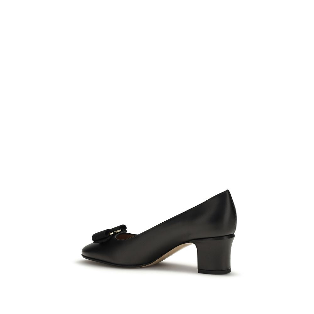 Black Calf Leather Bos Taurus Mid Heel Pumps