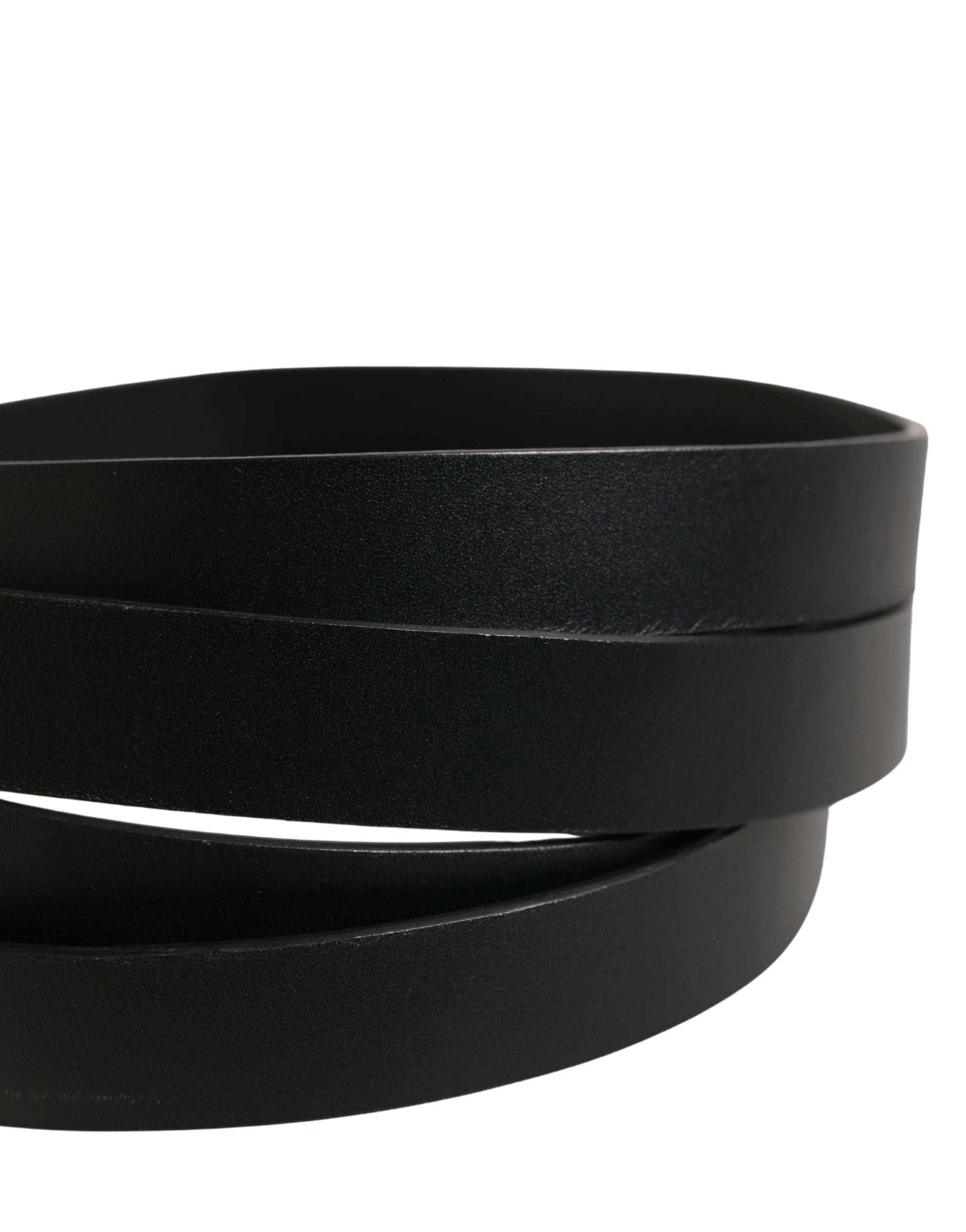 Black Double Strap Leather Silver Buckle Belt
