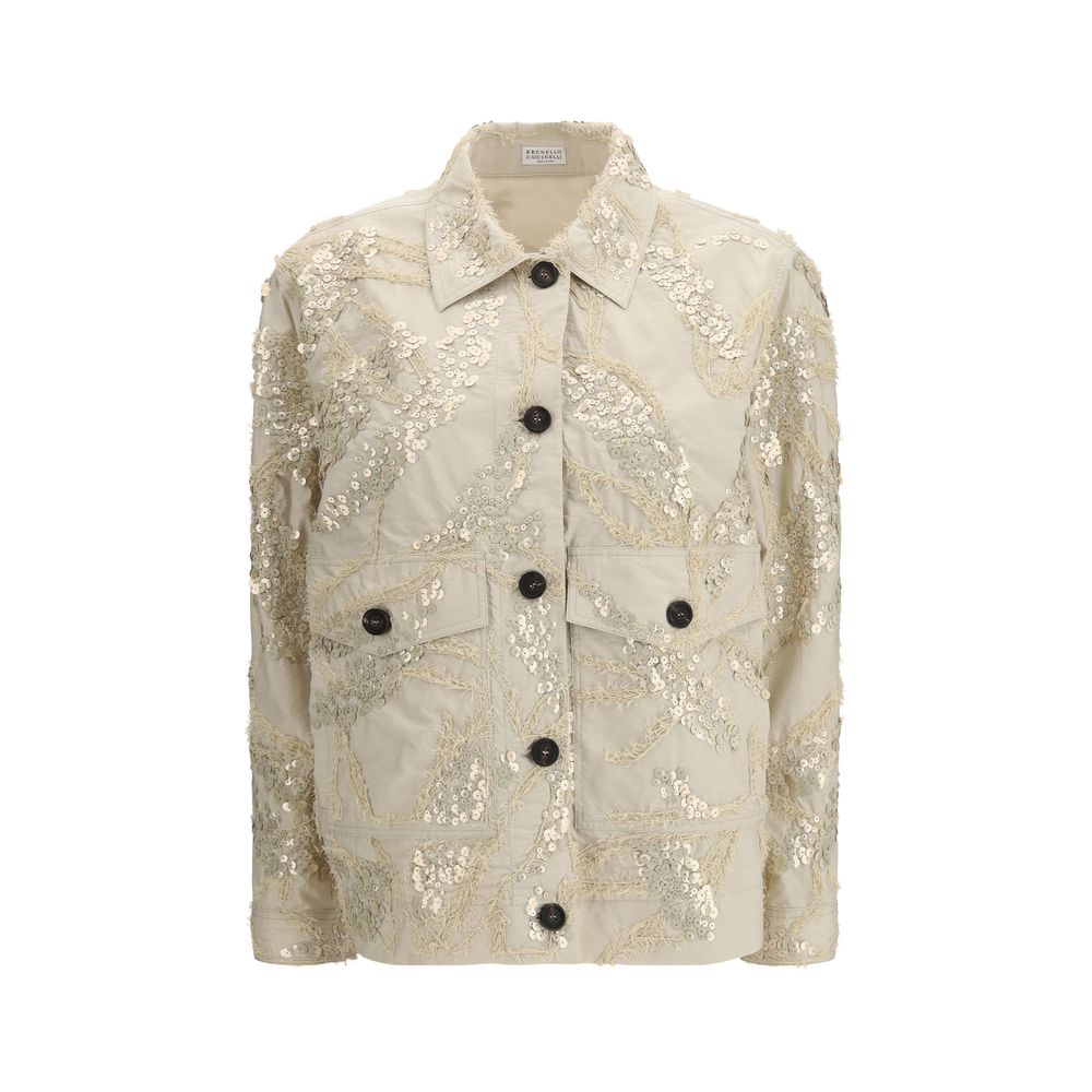 Beige Cotton Full-Length Jacket