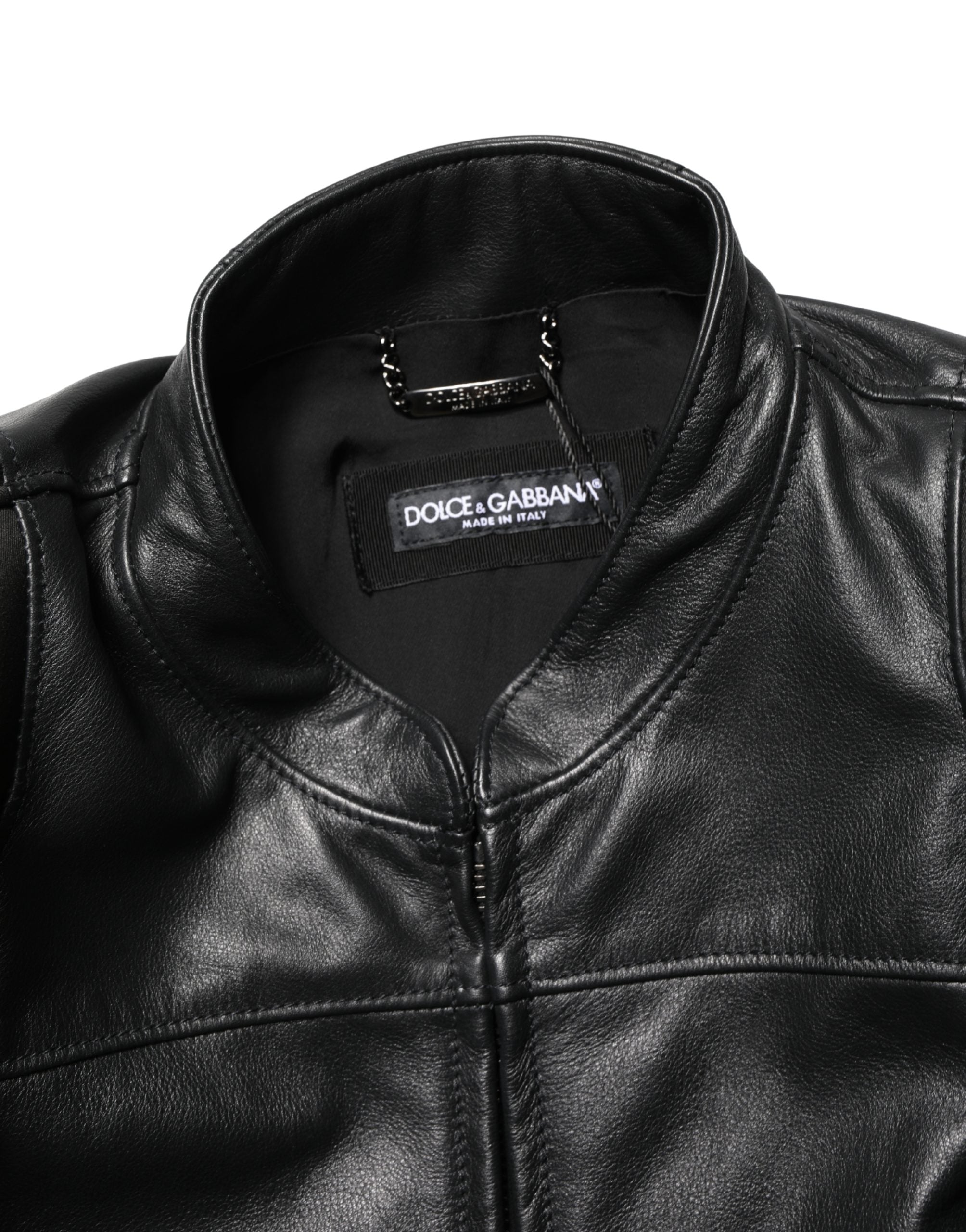 Black Nylon Full Zip Men Biker Coat Jacket