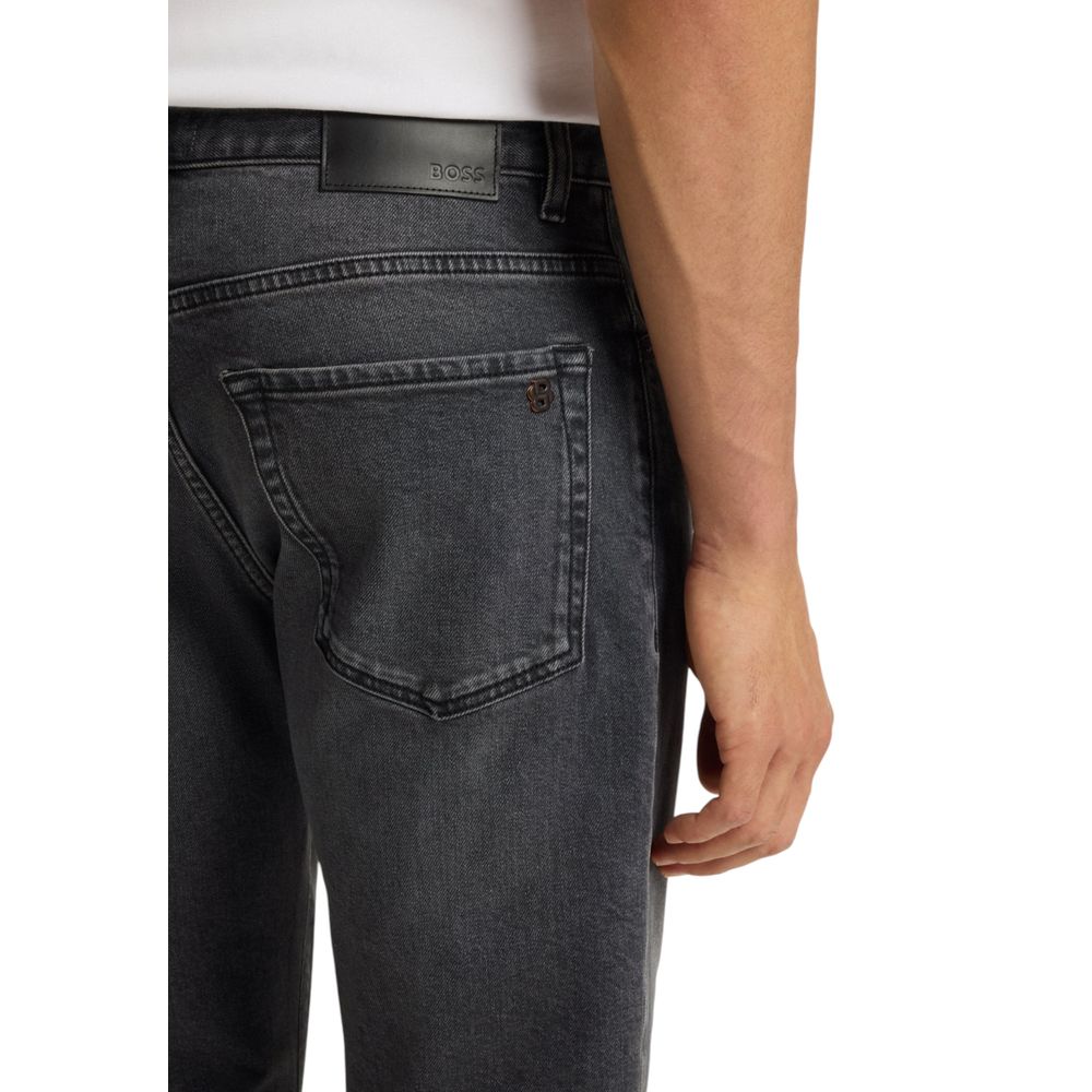 Gray Cotton Relaxed Fit Jeans