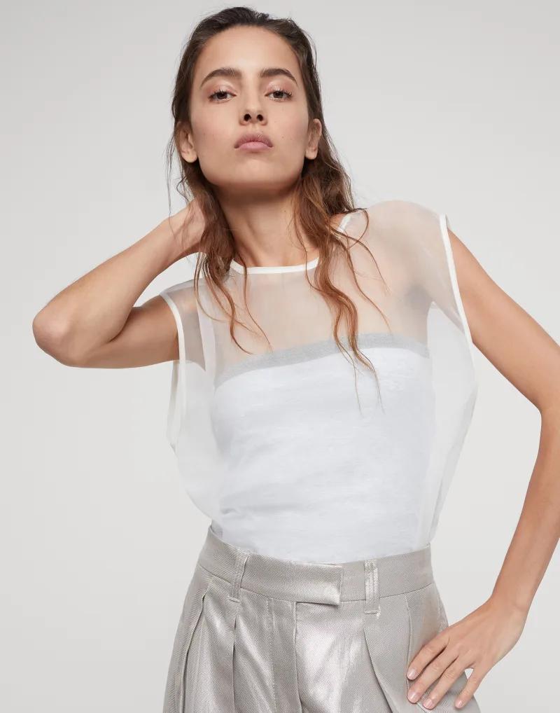 Natural Silk Sleeveles T-Shirt