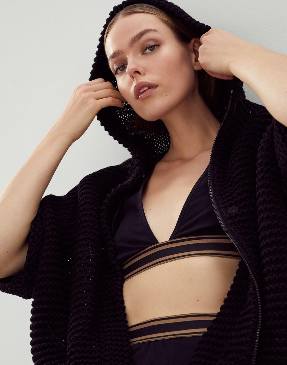 Black Cotton Sport Bra