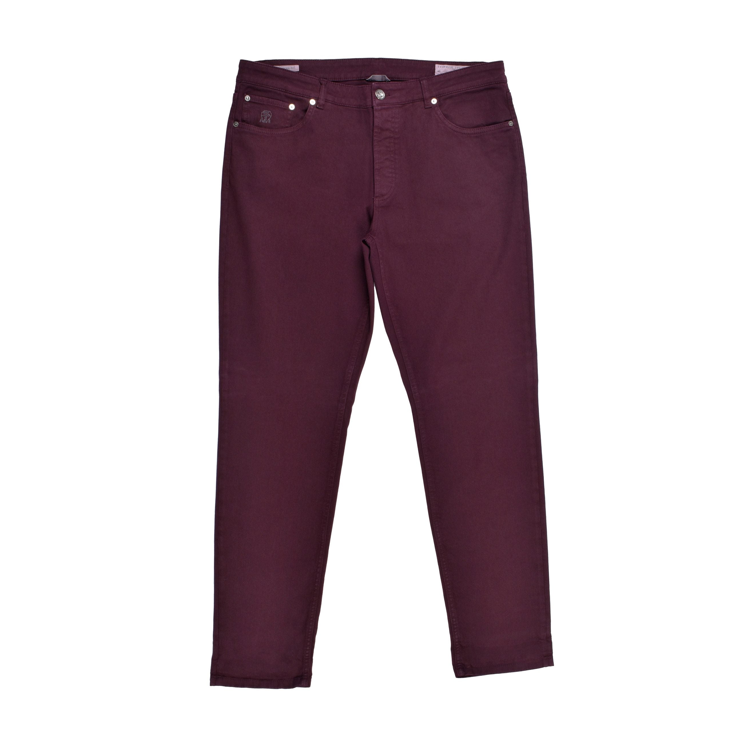 Burgundy Cotton Casual Pants