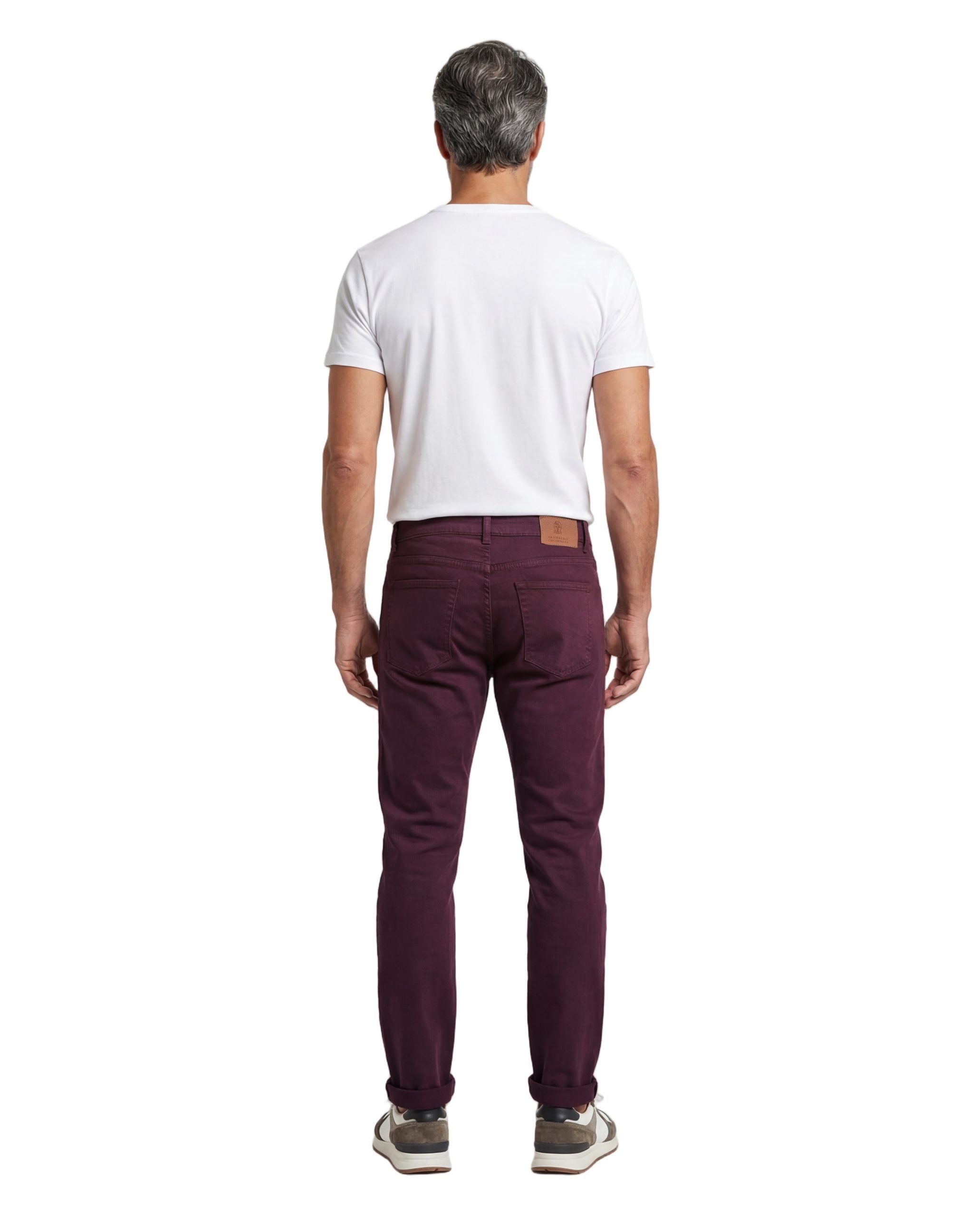 Burgundy Cotton Casual Pants