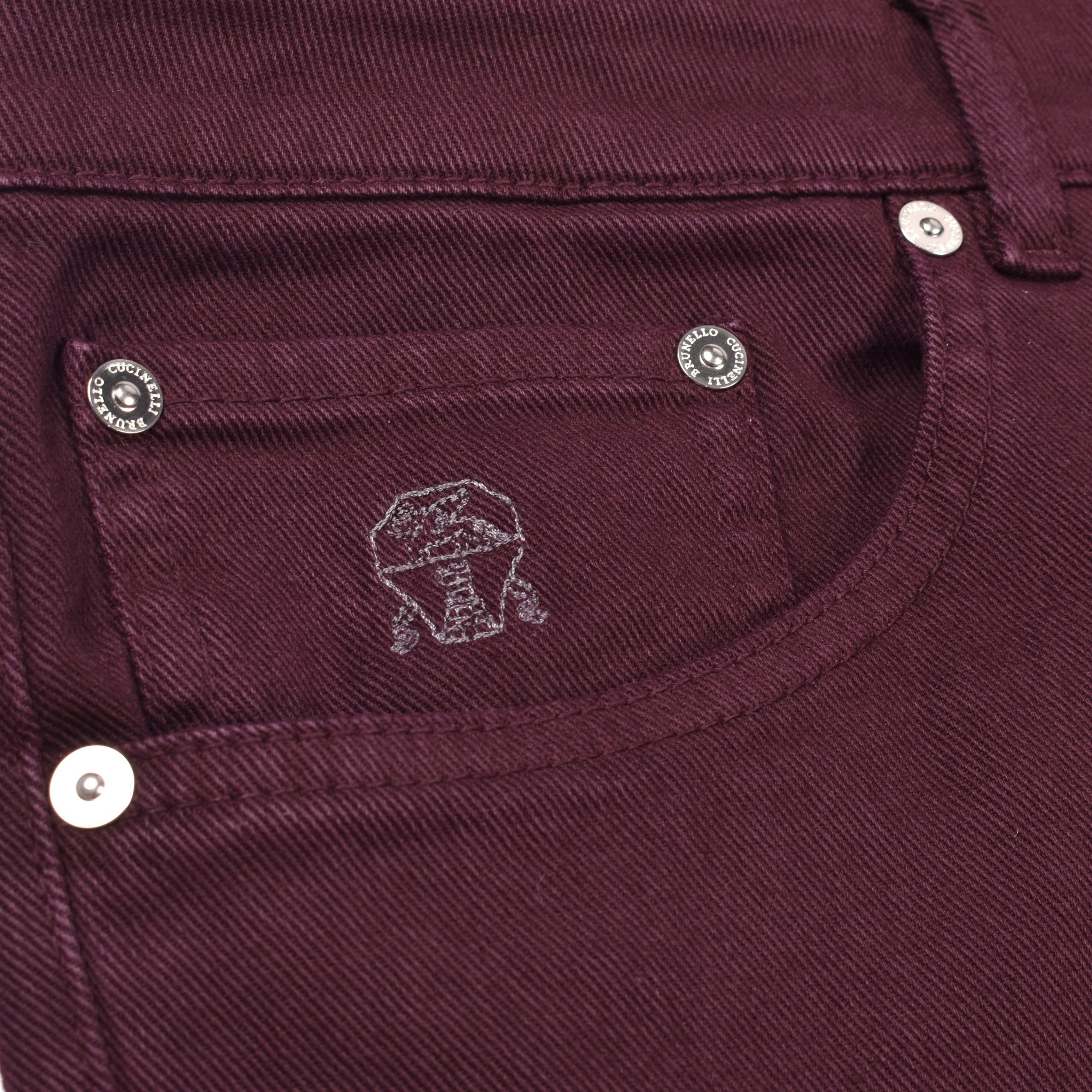 Burgundy Cotton Casual Pants