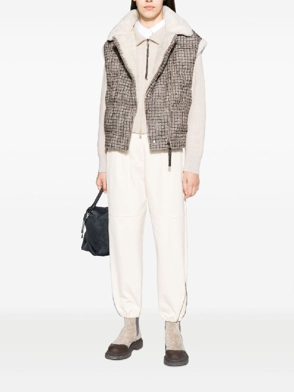 Beige Cotton Casual Pants