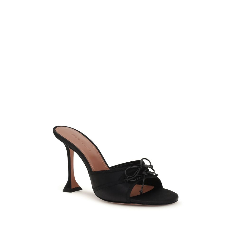 Black Silk Stiletto Heel Sandals