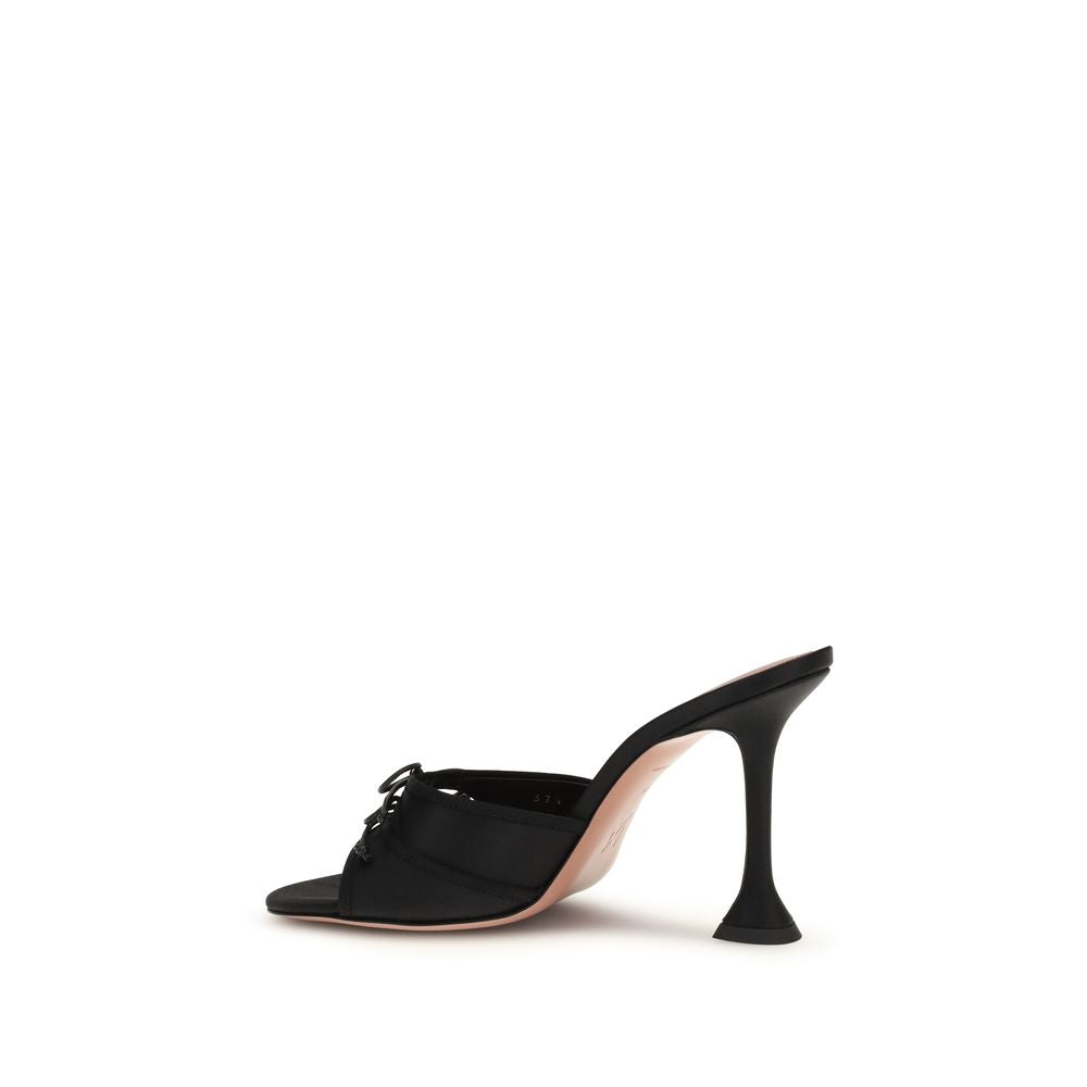 Black Silk Stiletto Heel Sandals