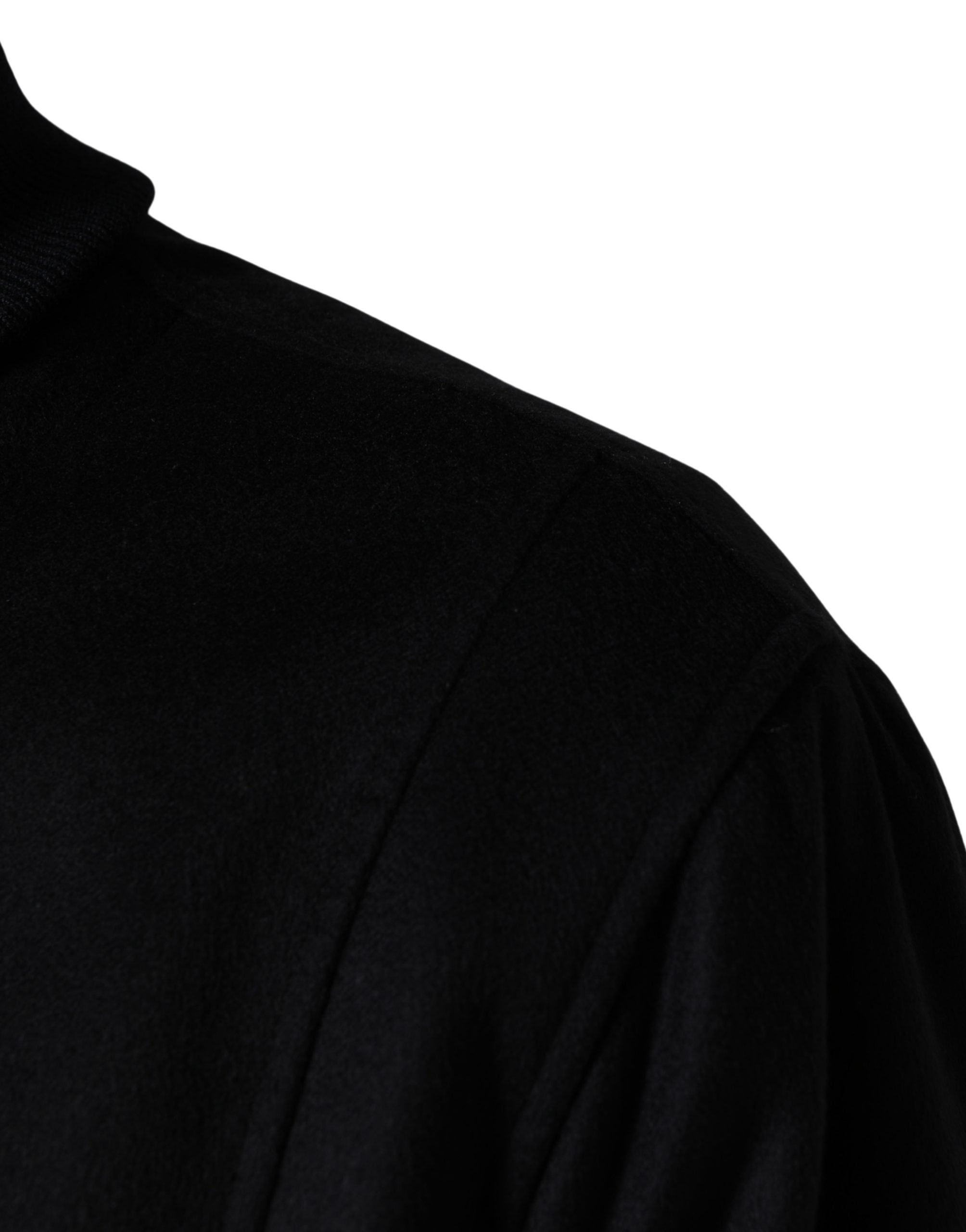 Black Cashmere Knitted Button Down Jacket