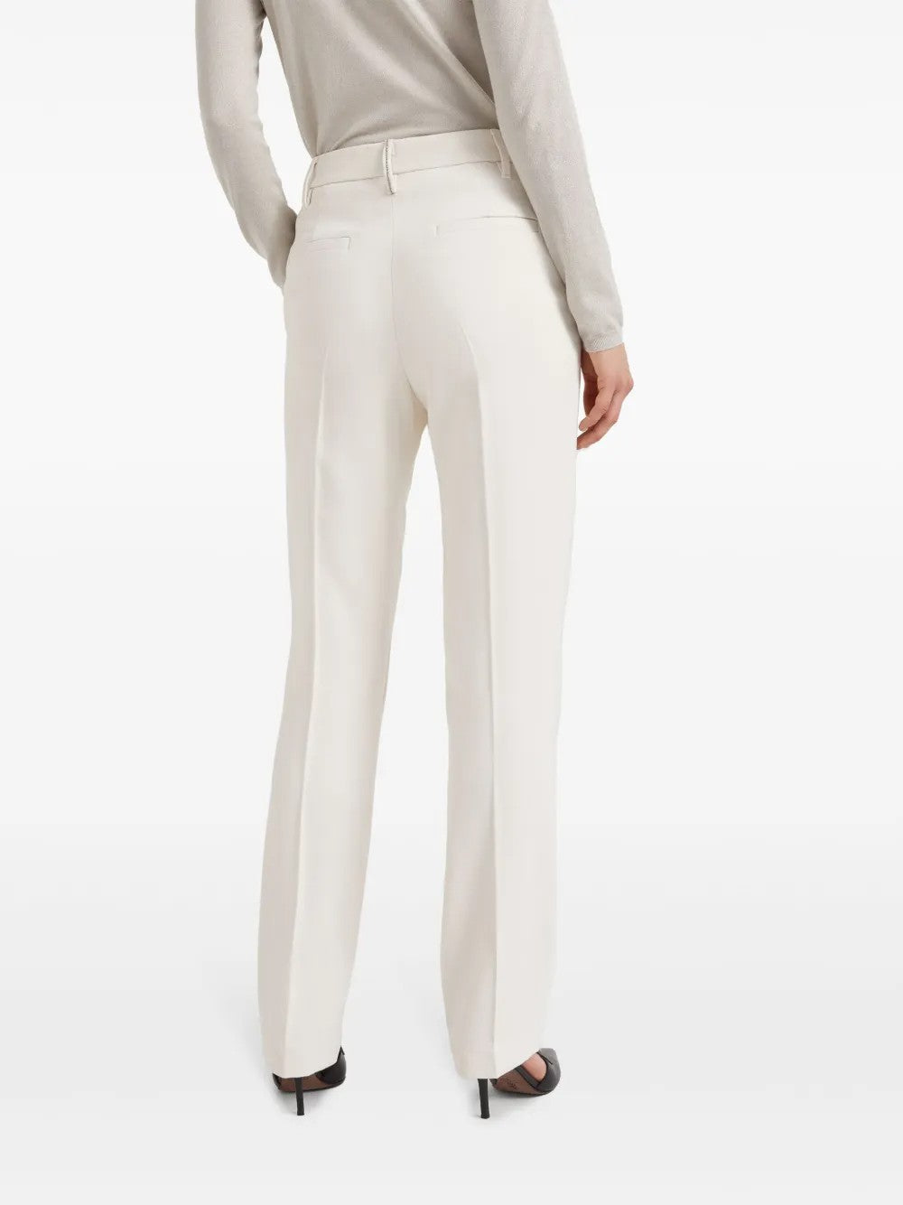 Beige Viscose Dress Pants