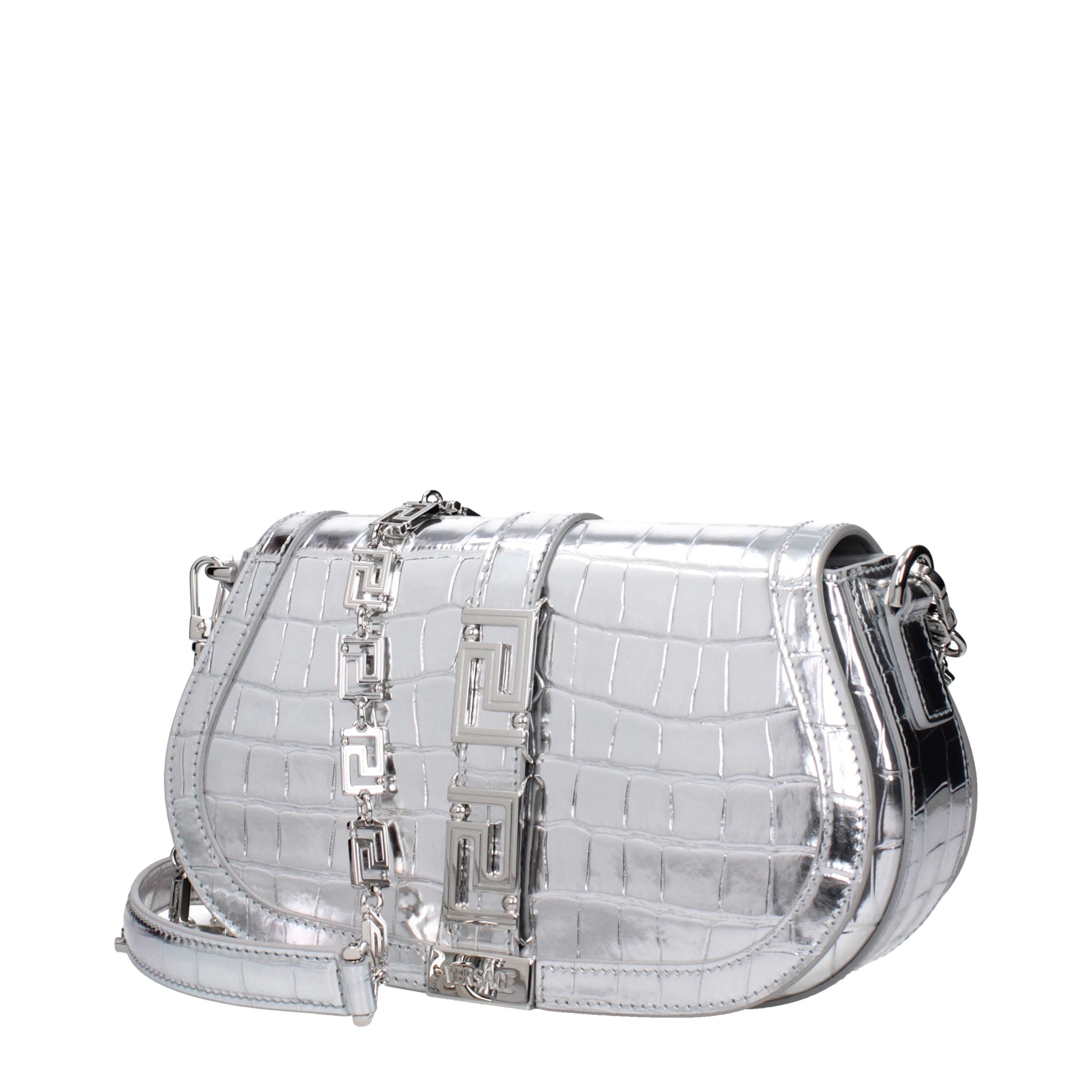 Gray Leather Shoulder Bag
