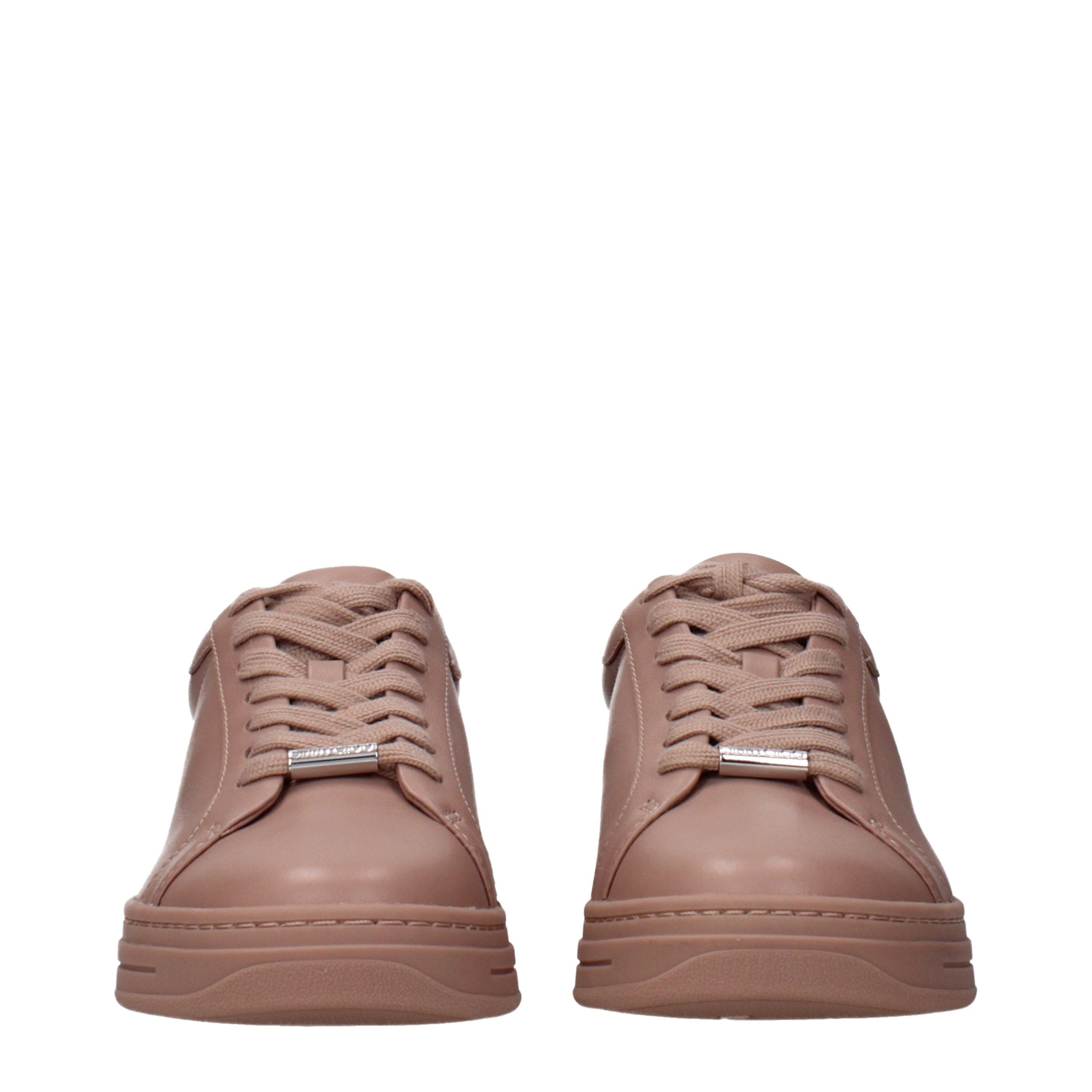 Pink Leather Low Top Sneakers