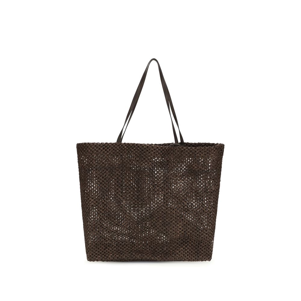 Brown Raffia Shoulder Bag