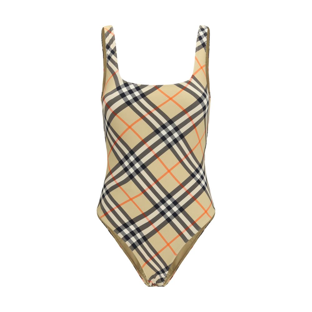 Beige Polyamide One-Piece Swimsuit