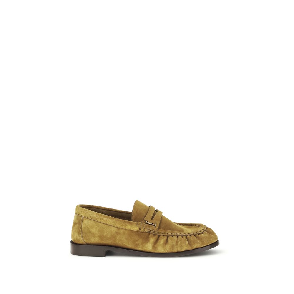 Beige Calf Leather Bos Taurus Slip-On Loafers